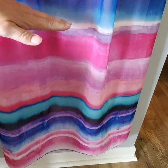 Lane Bryant Size 18/20 Watercolor Chiffon Strappy Striped Colorful Maxi Dress - Picture 14 of 14